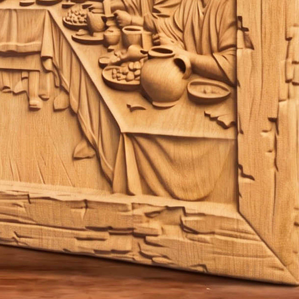 The Last Supper Rustic Frame Wooden Carved Handmade Christian Icon Byzantine Greek Orthodox Home Decor Cretan Holy Carvings