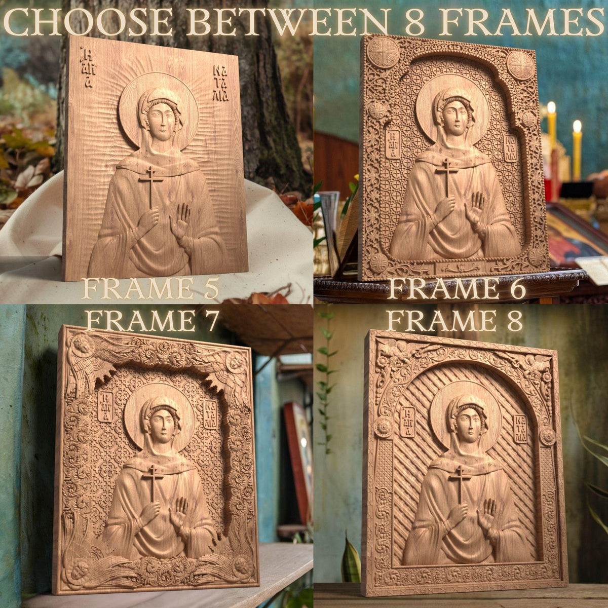Saint Natalia of Moscow Wooden Carved Handmade Christian Icon. Byzantine Greek Orthodox Home Decor.