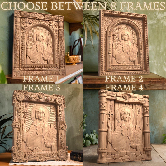 Saint Fotini Wooden Carved Handcrafted Christian Religious Icon. Byzantine Home Wall Art Decor Gift. Orthodox Greek Woodcarving Sculpture.