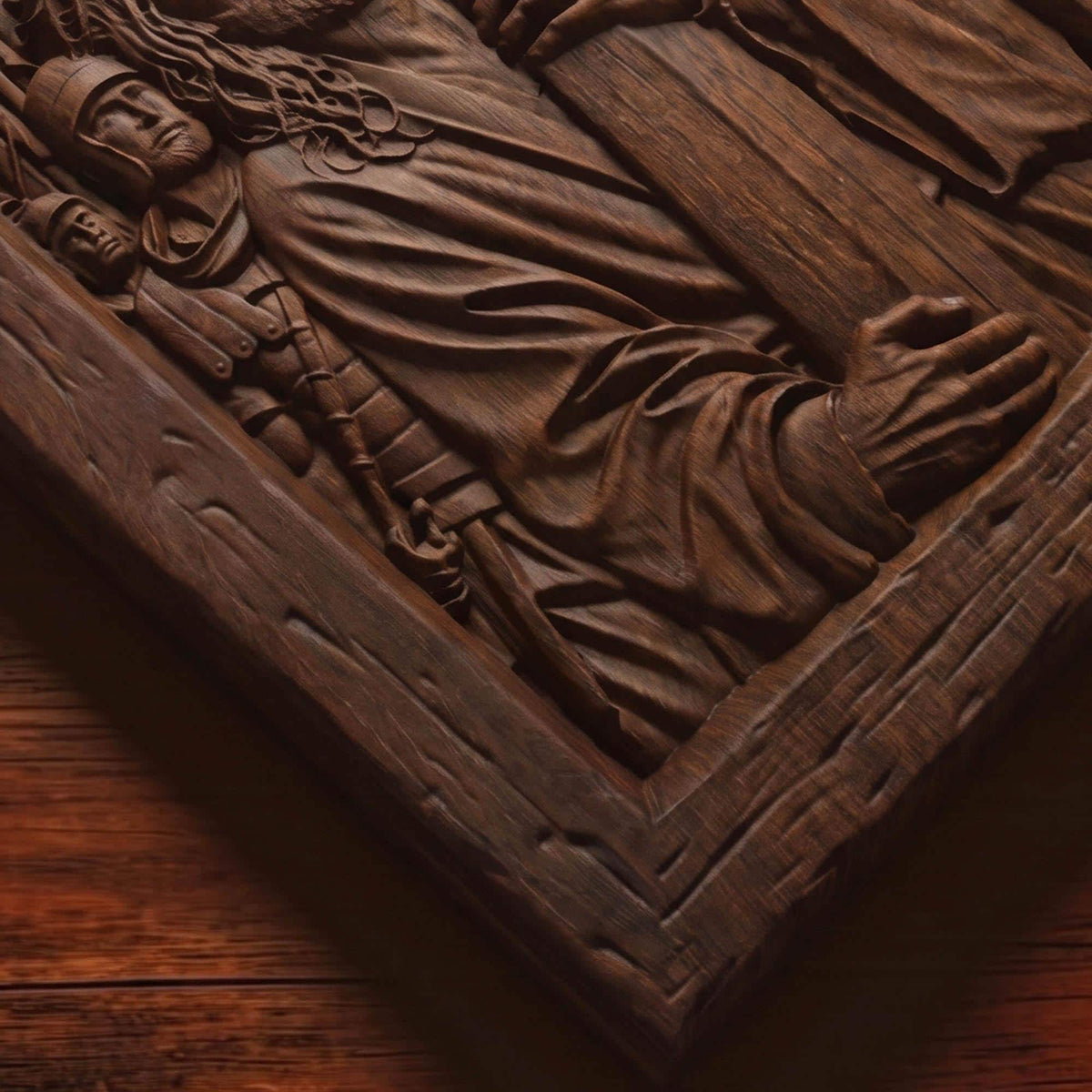 Jesus Christ Carries his Cross Wooden Carved Handmade Christian Icon Byzantine Greek Orthodox Home Decor Cretan Holy Carvings