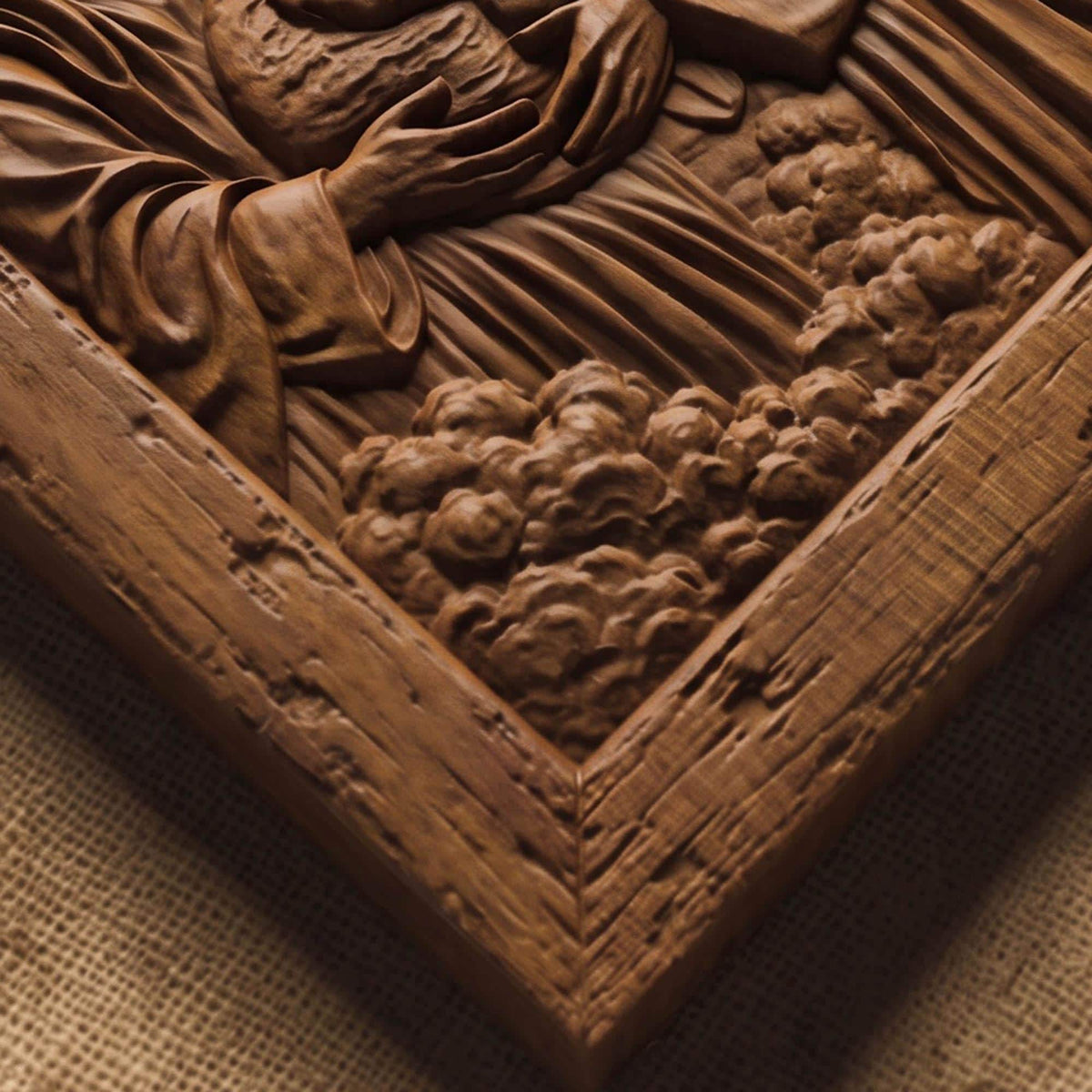 God Creating Earth Wooden Carved Handmade Christian Icon Byzantine Greek Orthodox Home Decor Cretan Holy Carvings