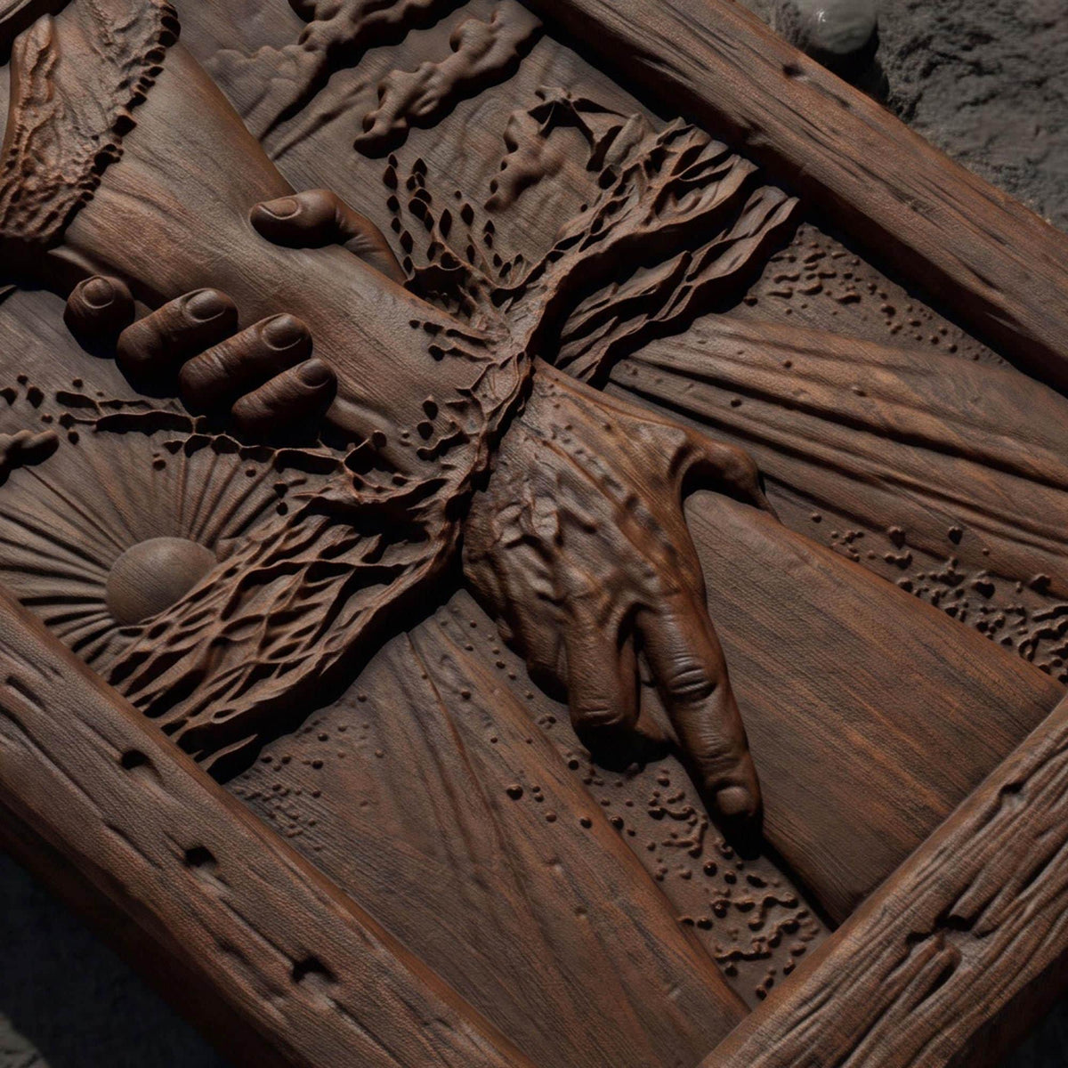 Hand of Help Wooden Carved Handmade Christian Icon Byzantine Greek Orthodox Home Decor Cretan Holy Carvings