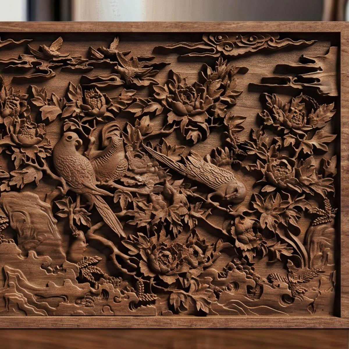 Birds of Paradise Wooden Bas Relief | Wood Panel Art | Sculptural Gift Idea