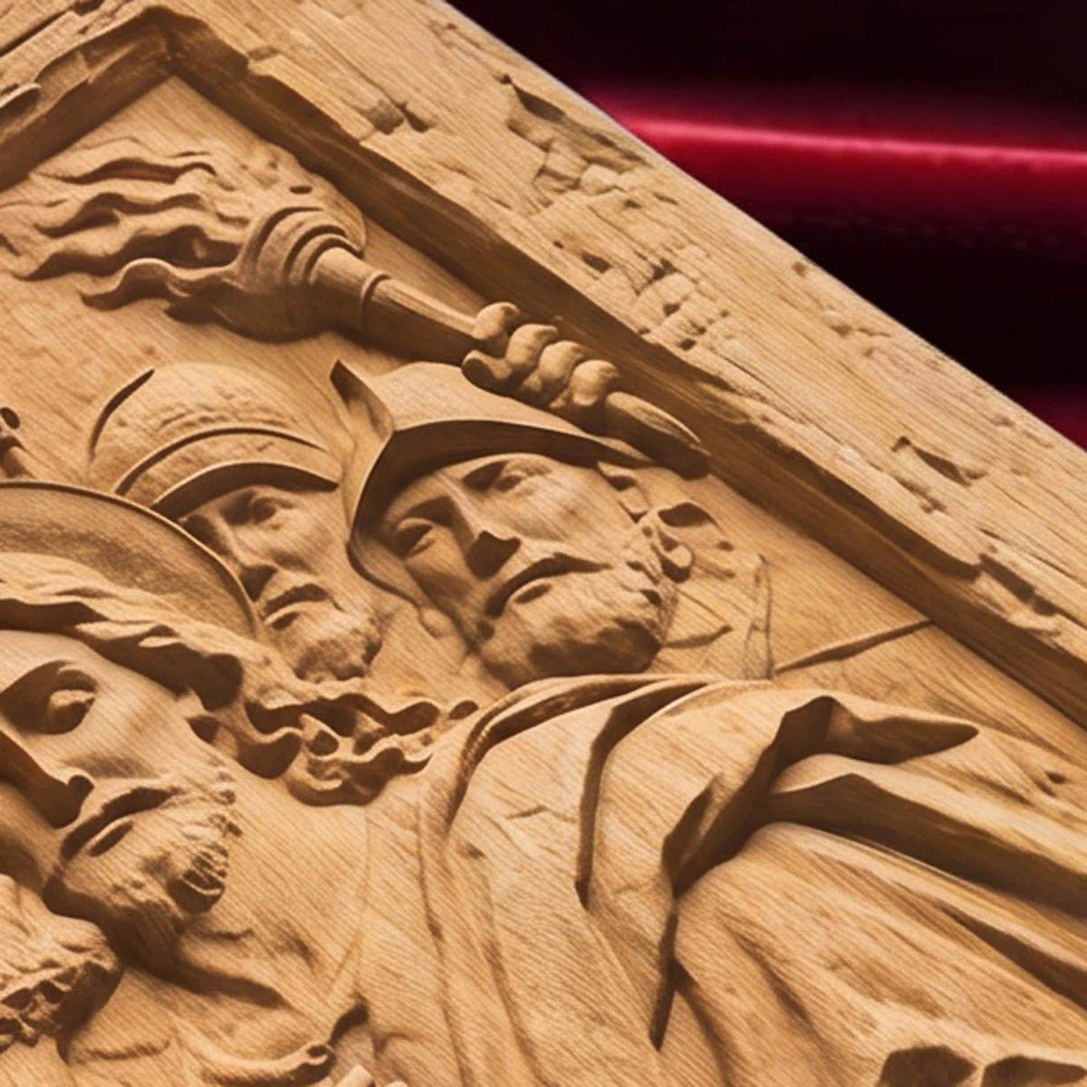 Judas Kiss Betraying Jesus Christ Wooden Carved Handmade Christian Icon Byzantine Greek Orthodox Home Decor Cretan Holy Carvings