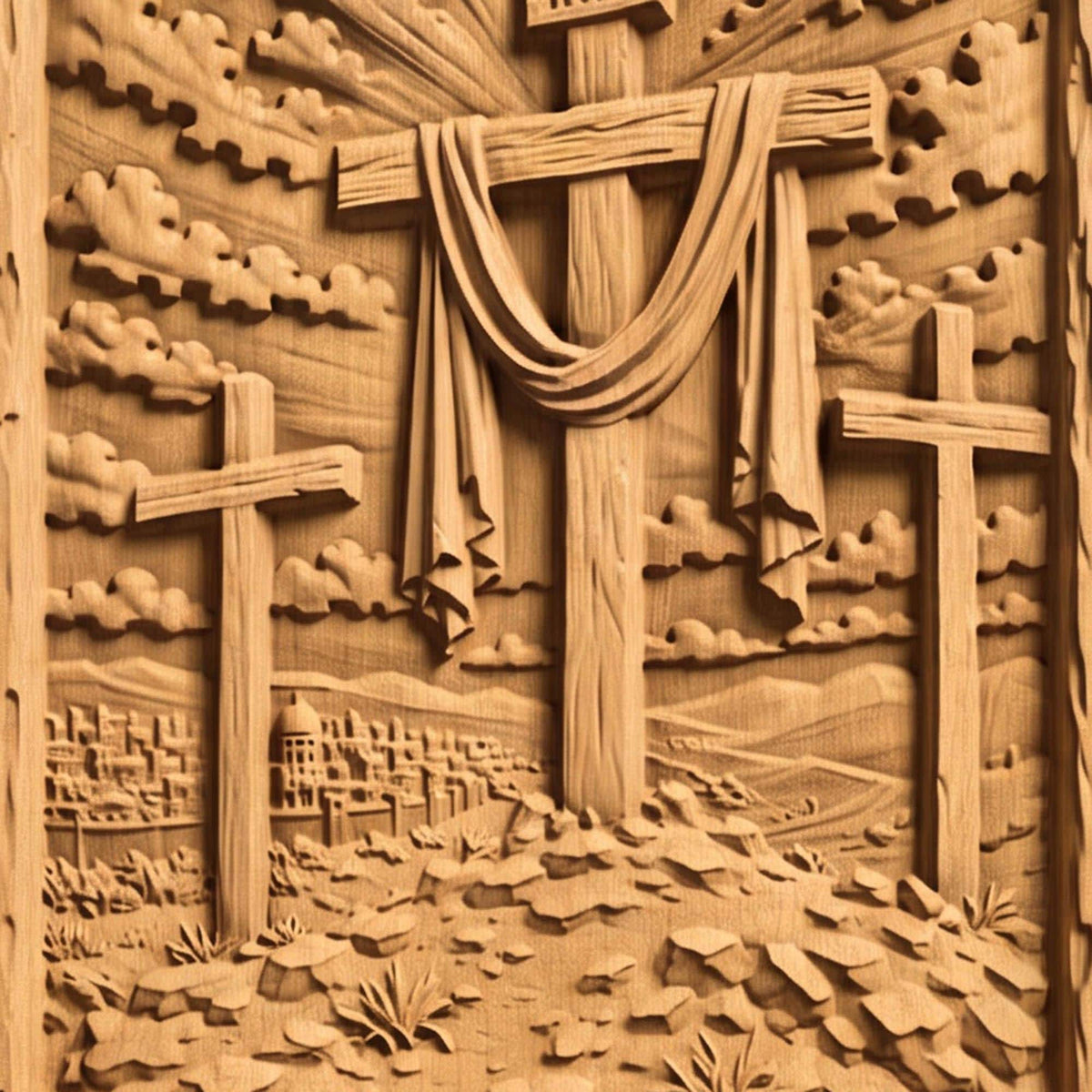 Jesus Christ Ultimate Sacrifice Wooden Carved Handmade Christian Icon Byzantine Greek Orthodox Home Art Decor Cretan Holy Carvings