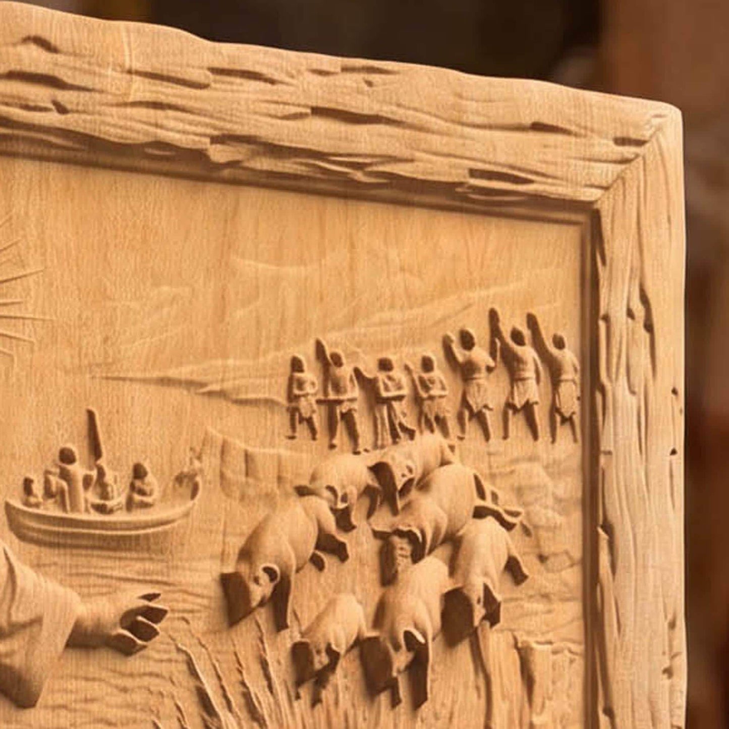 Jesus Heals the Demon-Possessed Man Wooden Carved Handmade Christian Icon Byzantine Greek Orthodox Home Decor Cretan Holy Carvings