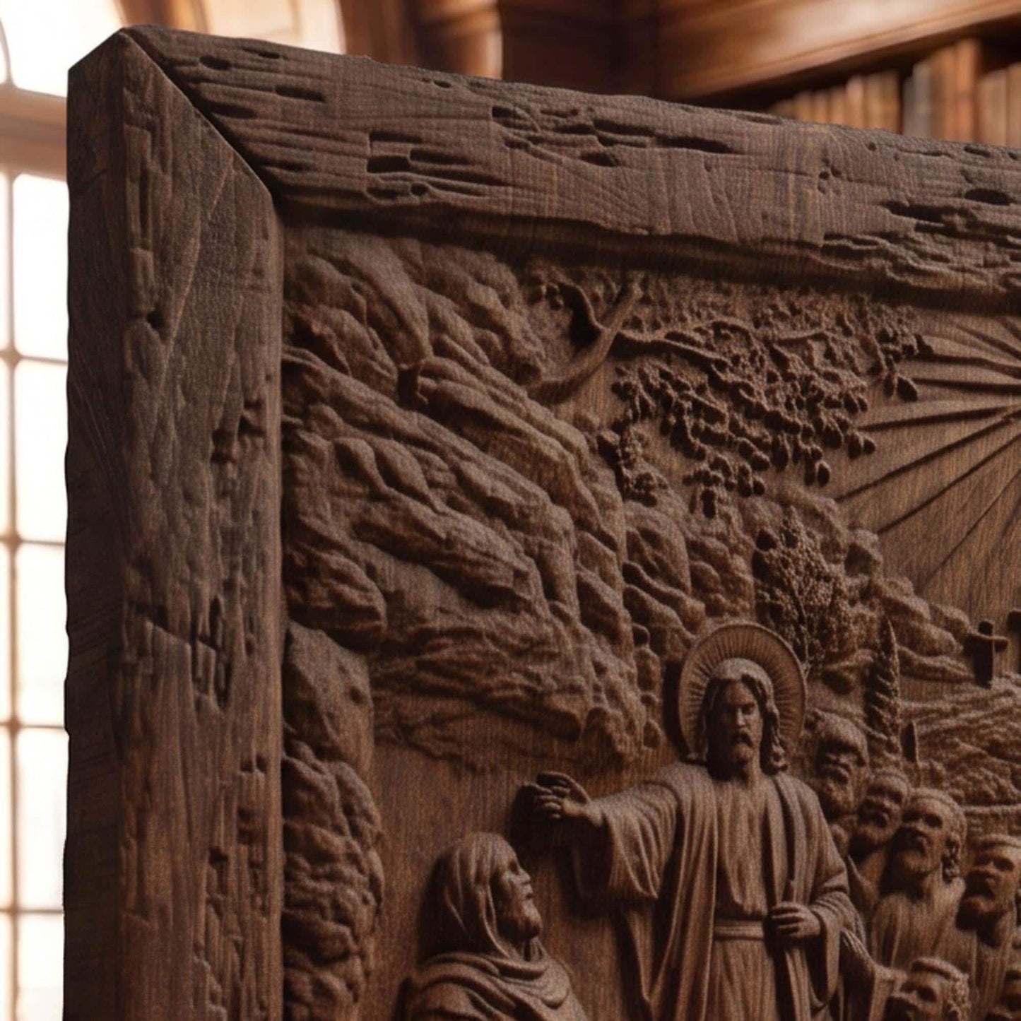 Jesus Christ Resurrecting Lazarus Wooden Carved Handmade Christian Icon Byzantine Greek Orthodox Home Decor Cretan Holy Carvings