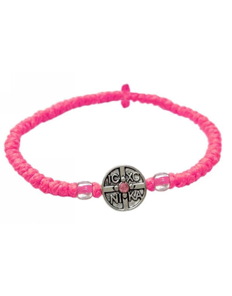 Waxed Prayer Rope 'Komboskini' with Metallic Emblem Handmade Jewelry.