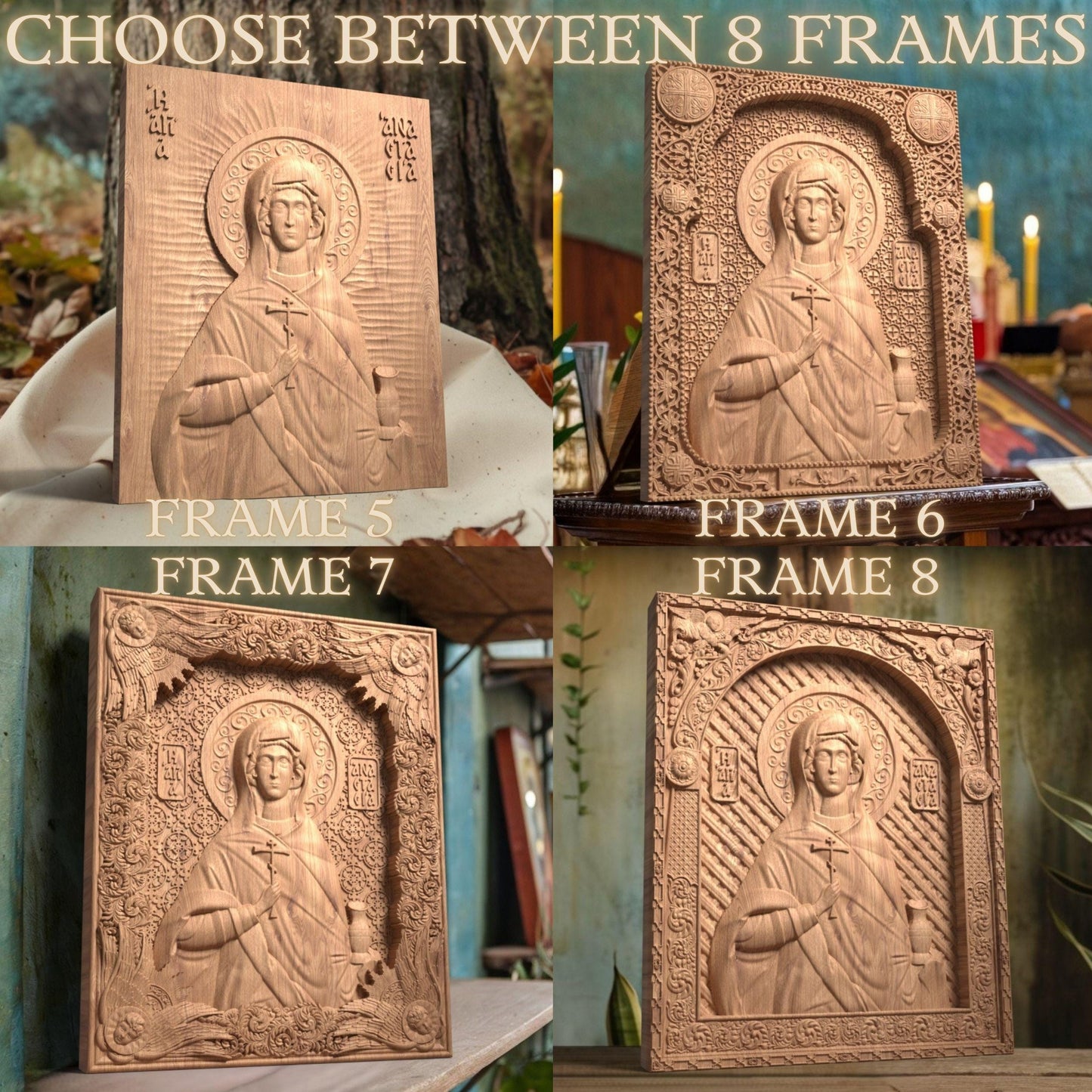 Saint Anastasia Wooden Carved Handcrafted Christian Religious Icon. Byzantine Home Wall Art Decor Gift. Orthodox Greek Woodcarving Sculpture.