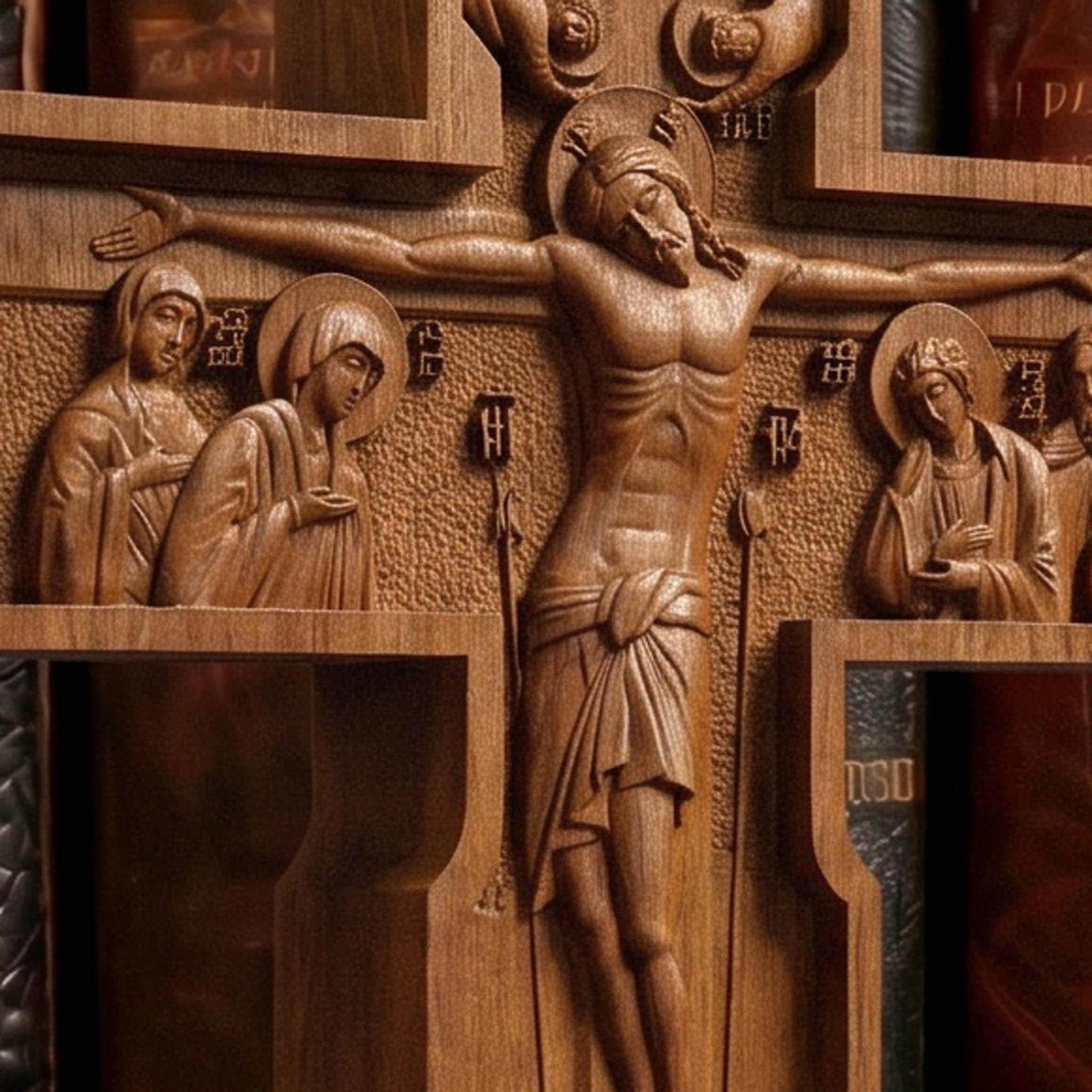 Hand Carved Cross No 10 | Wood Byzantine Greek Christian Wall Art