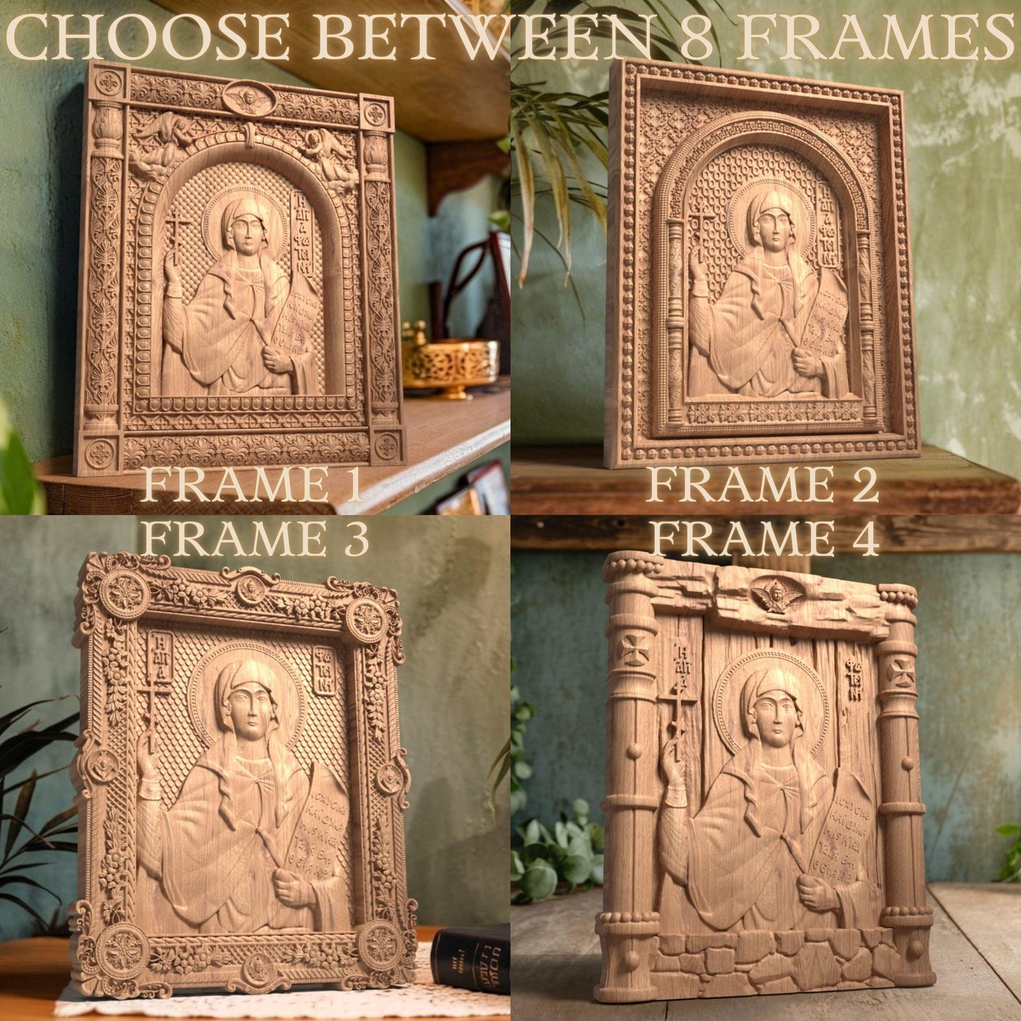Saint Fotini Wooden Carved Handcrafted Christian Religious Icon. Byzantine Home Wall Art Decor Gift. Orthodox Greek Woodcarving Sculpture.
