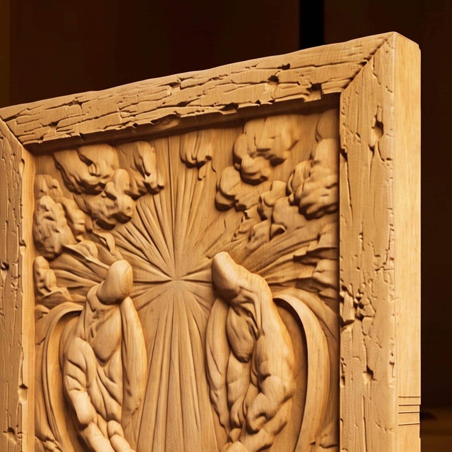 Jesus Christ Protecting at Every Step Wooden Carved Handmade Christian Icon Byzantine Greek Orthodox Home Art Decor Cretan Holy Carvings