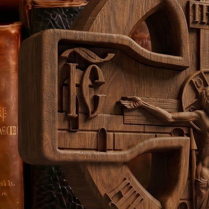 Hand Carved Cross No 16 | Wood Byzantine Greek Christian Wall Art