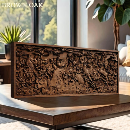 Birds of Paradise Wooden Bas Relief | Wood Panel Art | Sculptural Gift Idea