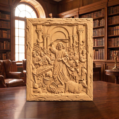 Jesus Christ Cleansing the Temple Wooden Carved Handmade Christian Icon  Byzantine Greek Orthodox Home Decor Cretan Holy Carvings