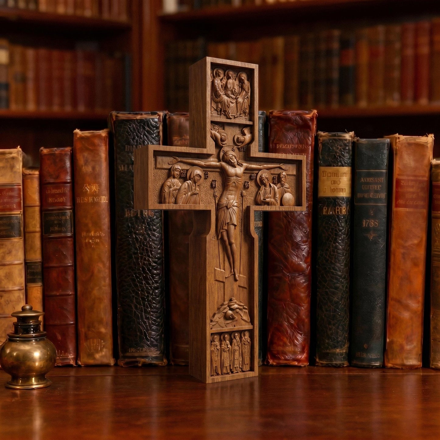 Hand Carved Cross No 10 | Wood Byzantine Greek Christian Wall Art