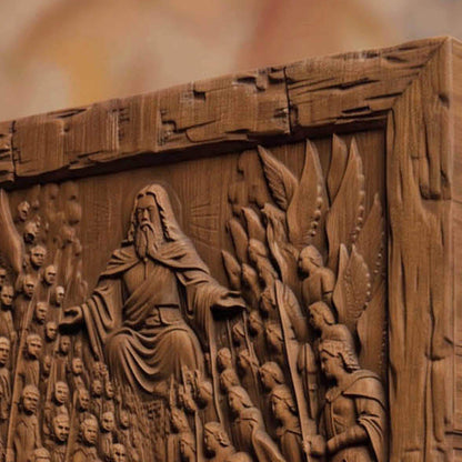 The Crucifixion Wooden Carved Handmade Christian Icon  Byzantine Greek Orthodox Home Decor Cretan Holy Carvings