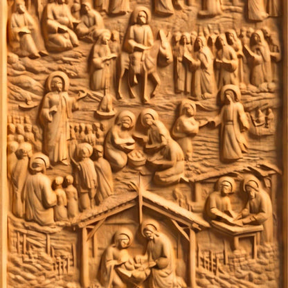 Jesus Christ Life Wooden Carved Handmade Christian Icon  Byzantine Greek Orthodox Home Art Decor Cretan Holy Carvings