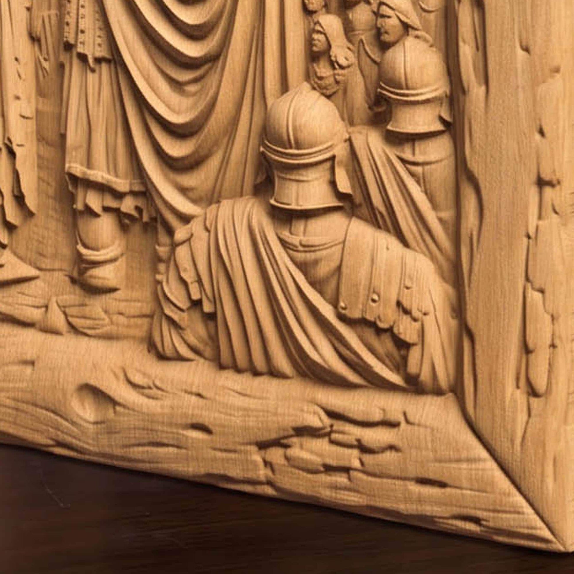 Jesus Christ in Front of the Condemning Crowd Wooden Carved Handmade Christian Icon  Byzantine Greek Orthodox Home Decor Cretan Holy Carvings