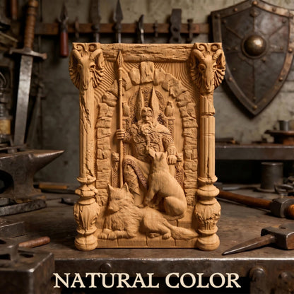 Odin Wooden Bas Relief | Wood Panel Art | Sculptural Gift Idea