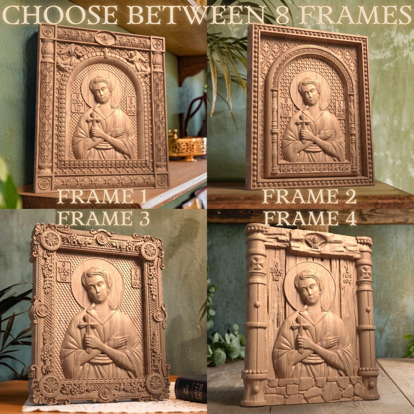 Saint John the Russian Wooden Carved Handcrafted Christian Religious Icon. Byzantine Home Wall Art Decor Gift. Orthodox Greek Woodcarving Sculpture.