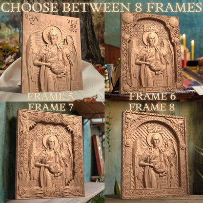 Saint John the Baptist Wooden Carved Handcrafted Christian Religious Icon. Byzantine Home Wall Art Decor Gift. Orthodox Greek Woodcarving Sculpture.