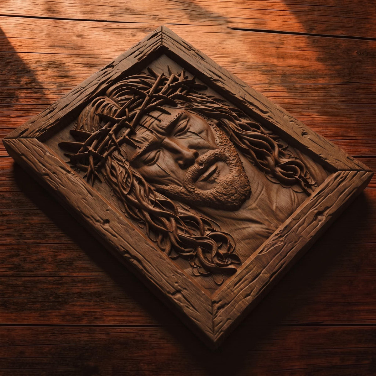Jesus Christ Face Wooden Carved Handmade Christian Icon  Byzantine Greek Orthodox Home Decor Cretan Holy Carvings