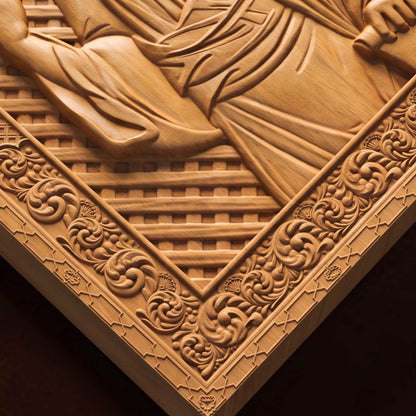 Prophet Jeremiah Wooden Carved Handmade Christian Icon | Byzantine Greek Orthodox Home Art Decor
