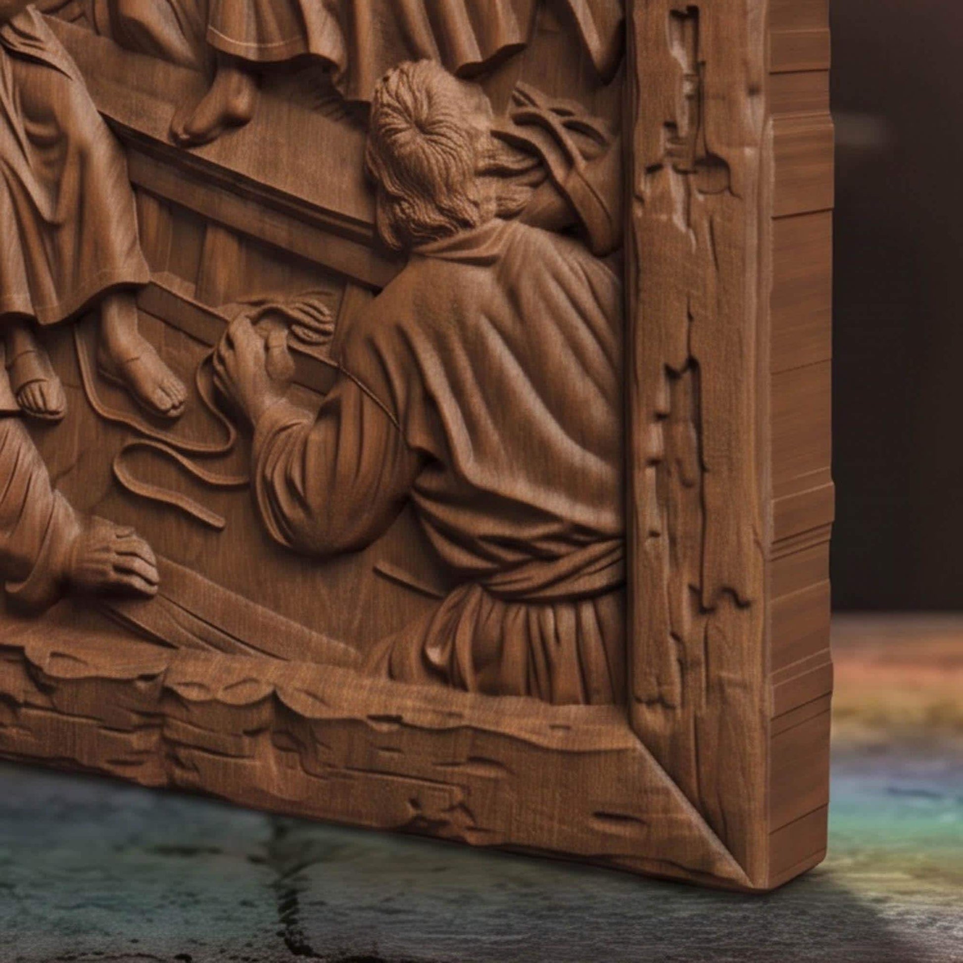 Jesus Christ Calms the Weather Wooden Carved Handmade Christian Icon  Byzantine Greek Orthodox Home Decor Cretan Holy Carvings