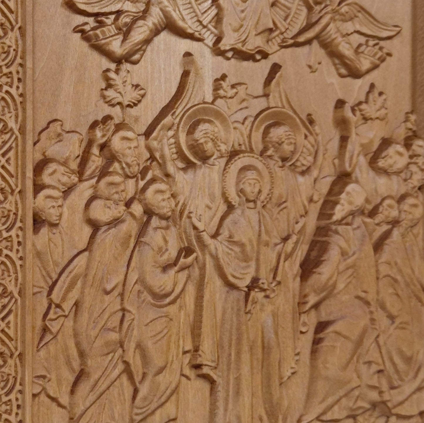 Ascension of Jesus Wooden Carved Handcrafted Christian Religious Icon. Byzantine Home Wall Art Decor Gift. Orthodox Greek Woodcarving Sculpture.