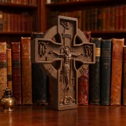 Hand Carved Cross No 16 | Wood Byzantine Greek Christian Wall Art