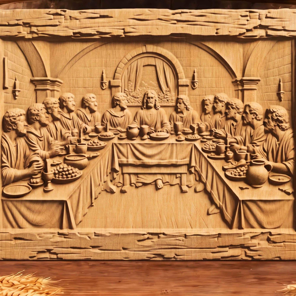 The Last Supper Rustic Frame Wooden Carved Handmade Christian Icon  Byzantine Greek Orthodox Home Decor Cretan Holy Carvings