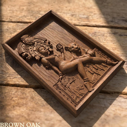 Aztec Woman Framed Bas Relief | Wooden Woman Carving | Sculptural Gift Idea