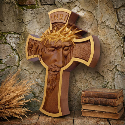 Hand Carved Cross No 8 | Wood Byzantine Greek Christian Wall Art