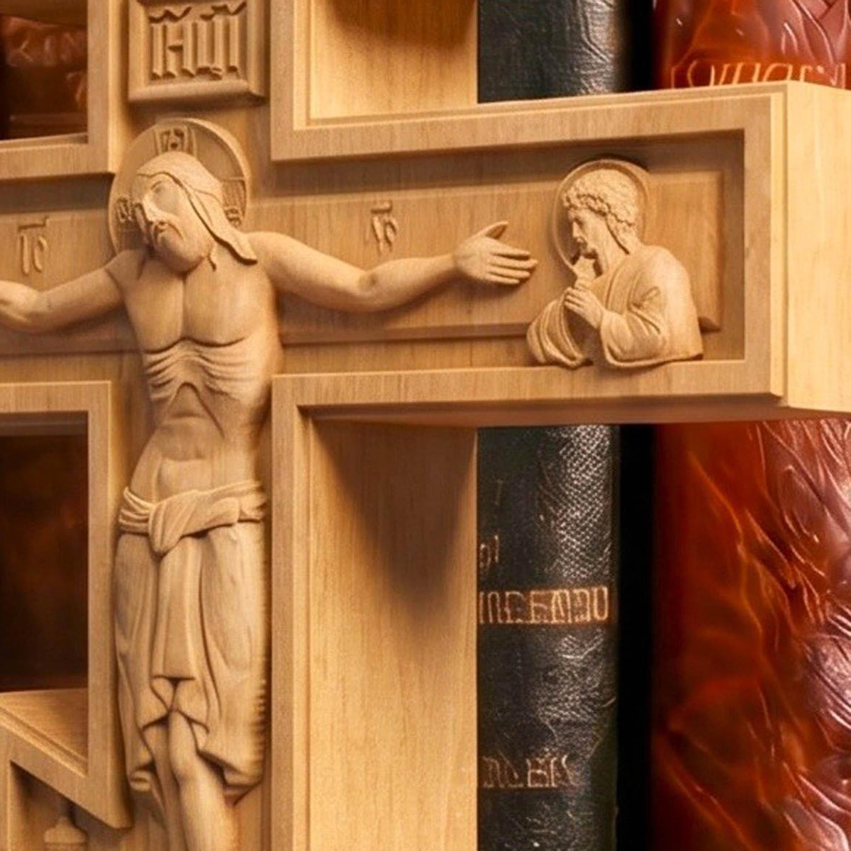 Hand Carved Cross No 1 | Wood Byzantine Greek Christian Wall Art