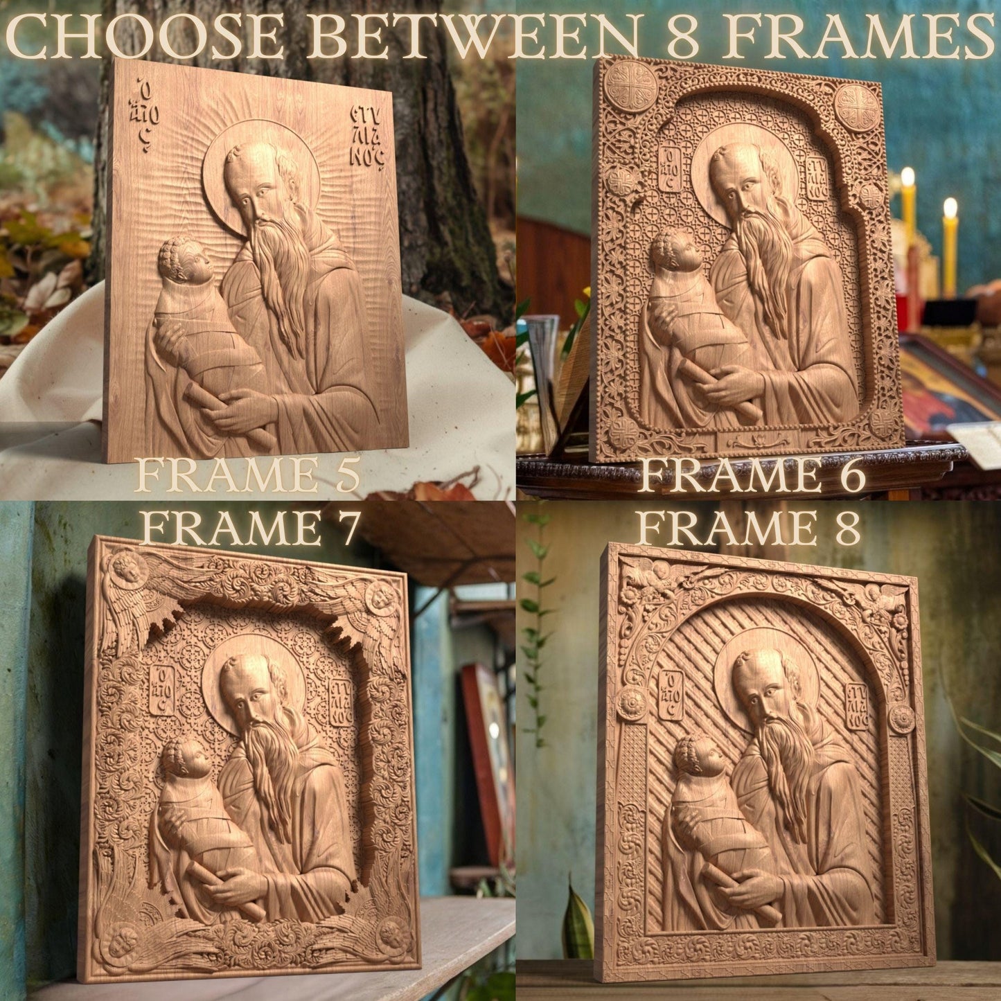 Saint Stylianos Wooden Carved Handcrafted Christian Religious Icon. Byzantine Home Wall Art Decor Gift. Orthodox Greek Woodcarving Sculpture.