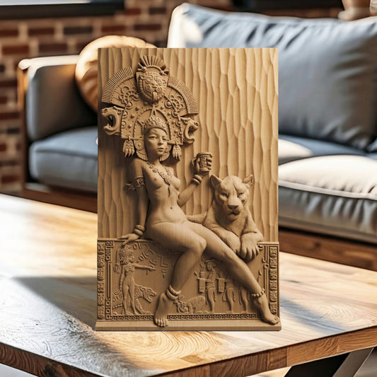 Aztec Woman Handmade Wooden Carving. Other Home Gift Wall Art Decor.