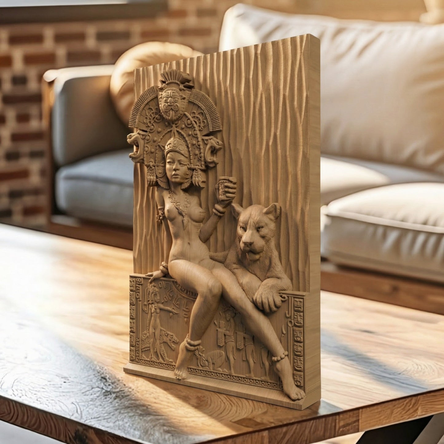 Aztec Woman Handmade Wooden Carving. Other Home Gift Wall Art Decor.