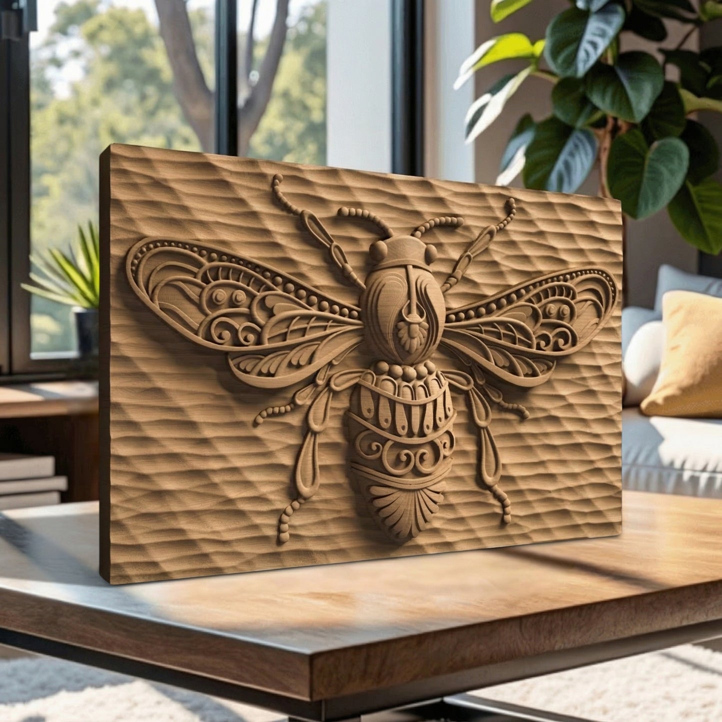 Bee Tribal Handmade Wooden Carving. Other Home Gift Wall Art Decor.