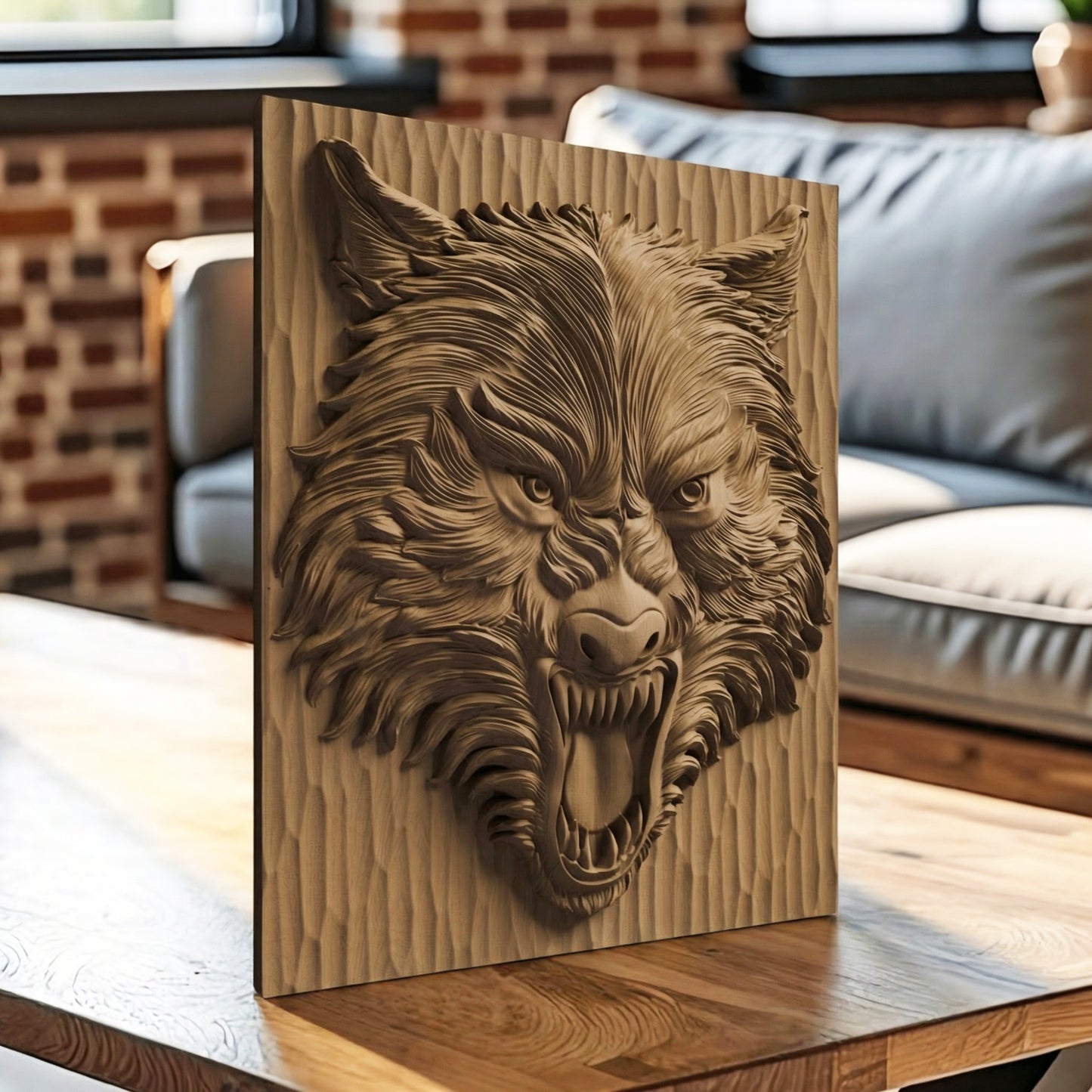 Wolf Beast Head Handmade Wooden Carving. Home Gift Wall Art Nature Decor.