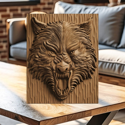 Wolf Beast Head Handmade Wooden Carving. Home Gift Wall Art Nature Decor.