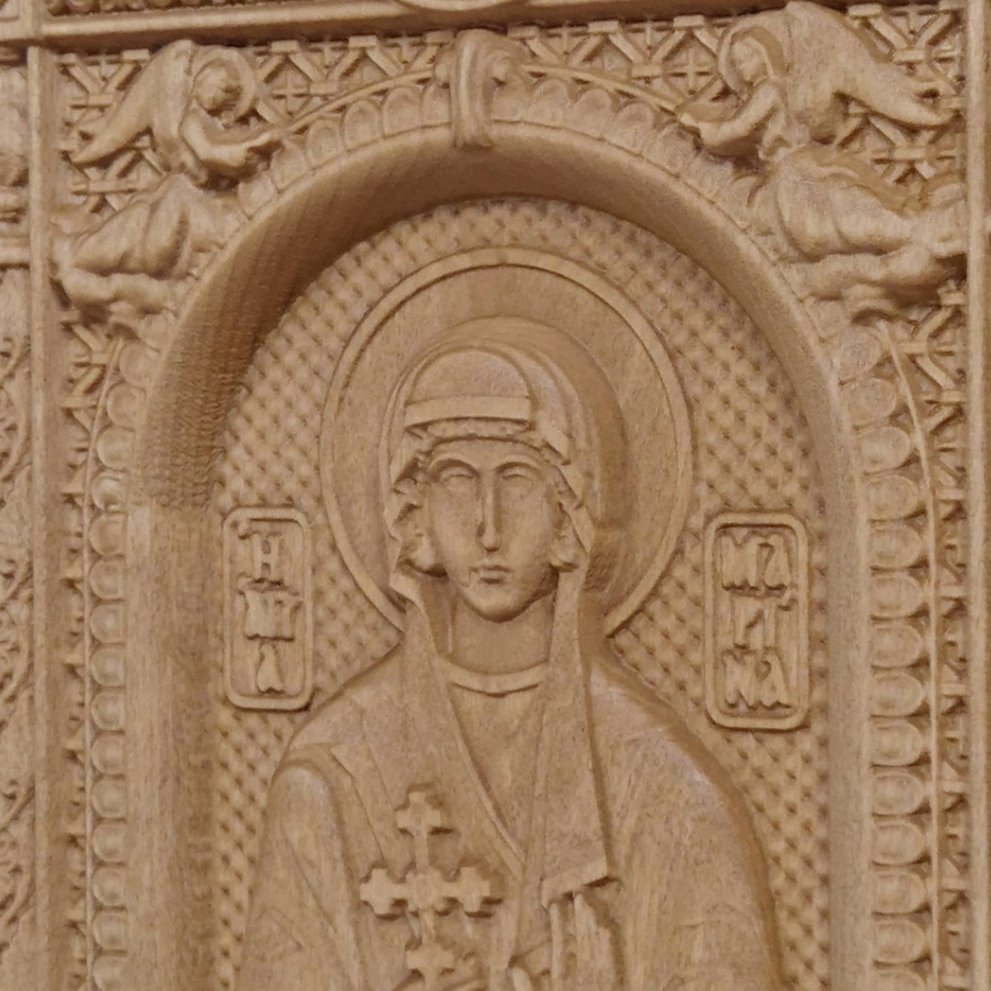 Saint Marina Wooden Carved Handcrafted Christian Religious Icon. Byzantine Home Wall Art Decor Gift. Orthodox Greek Woodcarving Sculpture.