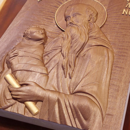 Saint Stylianos Wooden Carved Handcrafted Christian Religious Icon. Byzantine Home Wall Art Decor Gift. Orthodox Greek Woodcarving Sculpture.