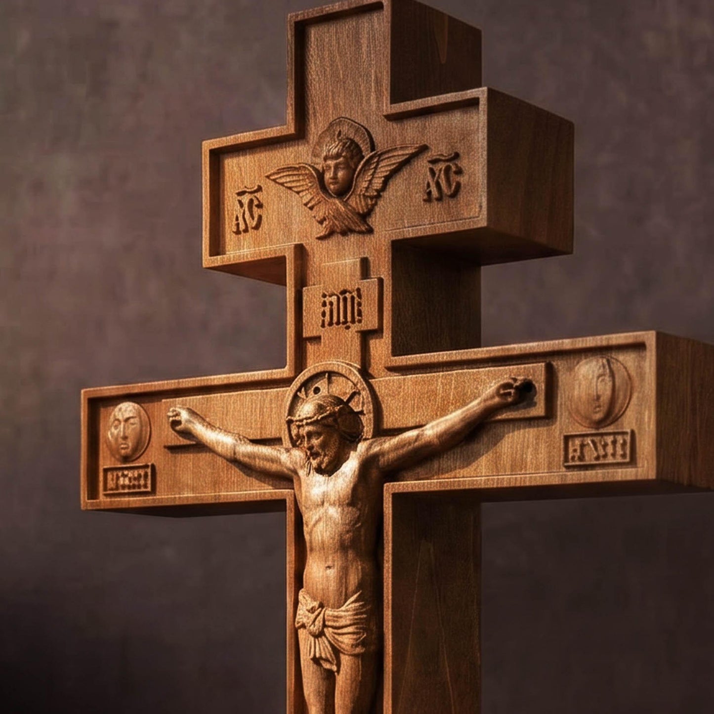 Hand Carved Cross No 6 | Wood Byzantine Greek Christian Wall Art Cretan Holy Carvings