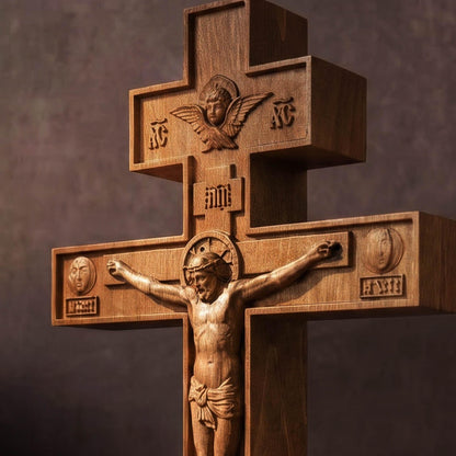 Hand Carved Cross No 6 | Wood Byzantine Greek Christian Wall Art Cretan Holy Carvings