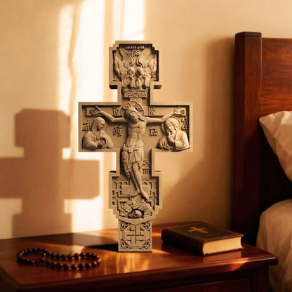 Wooden Carved Handmade Christian Cross No3. Byzantine Greek Orthodox Home Art Decor.