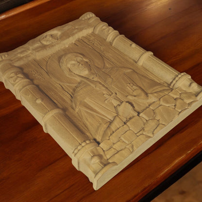 Saint Christina Wooden Carved Handcrafted Christian Religious Icon. Byzantine Home Wall Art Decor Gift. Orthodox Greek Woodcarving Sculpture.