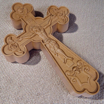 Wooden Carved Handmade Christian Cross No2. Byzantine Greek Orthodox Home Art Decor.