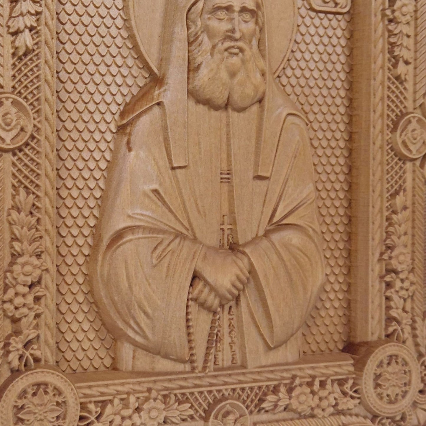 Saint Paisios of Mount Athos Wooden Carved Handcrafted Christian Religious Icon. Byzantine Home Wall Art Decor Gift. Orthodox Greek Woodcarving Sculpture.