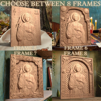 Saint Tryphon Wooden Carved Handcrafted Christian Religious Icon. Byzantine Home Wall Art Decor Gift. Orthodox Greek Woodcarving Sculpture.